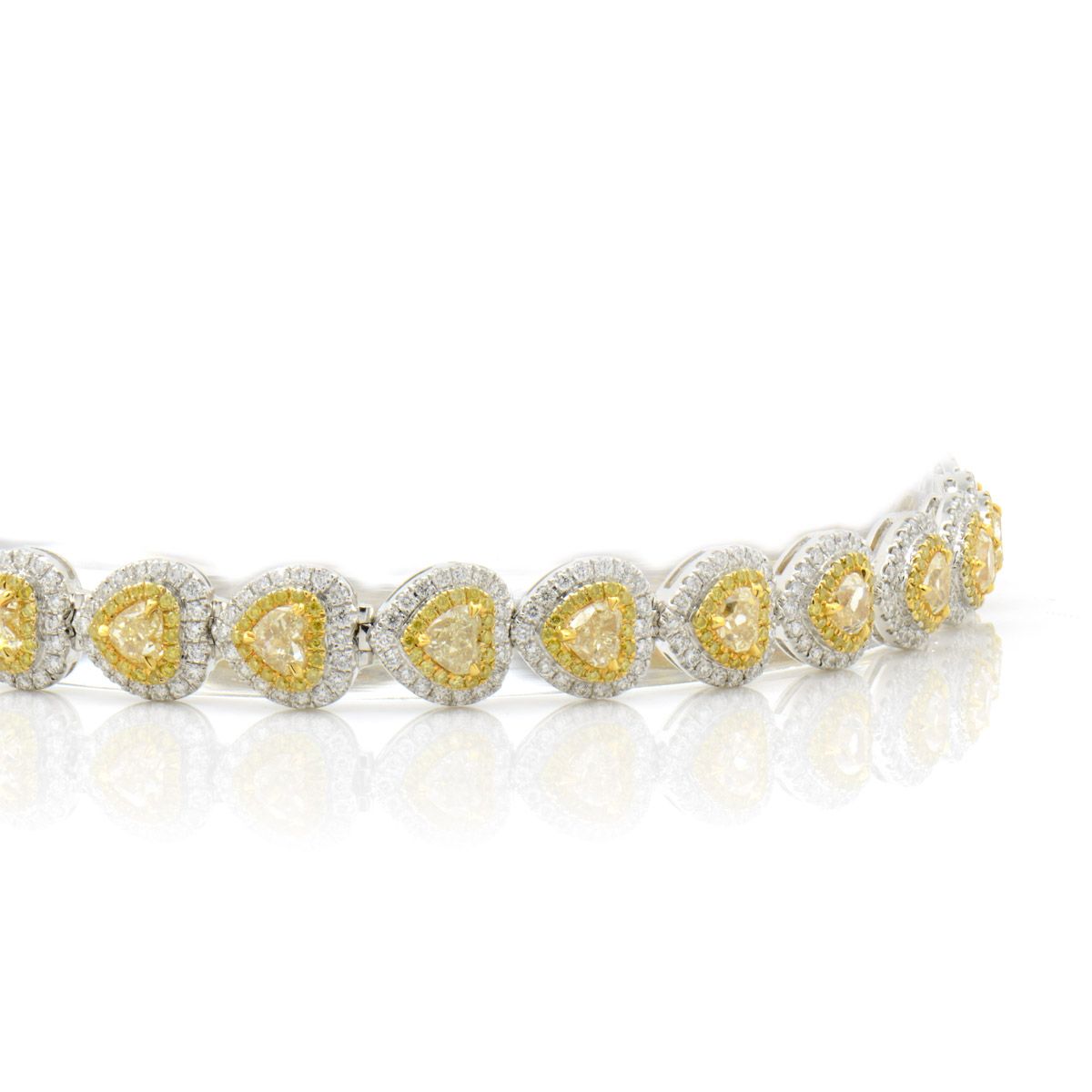 Fancy Light Yellow Diamond Bracelet, 7.08 Ct. TW, Heart shape