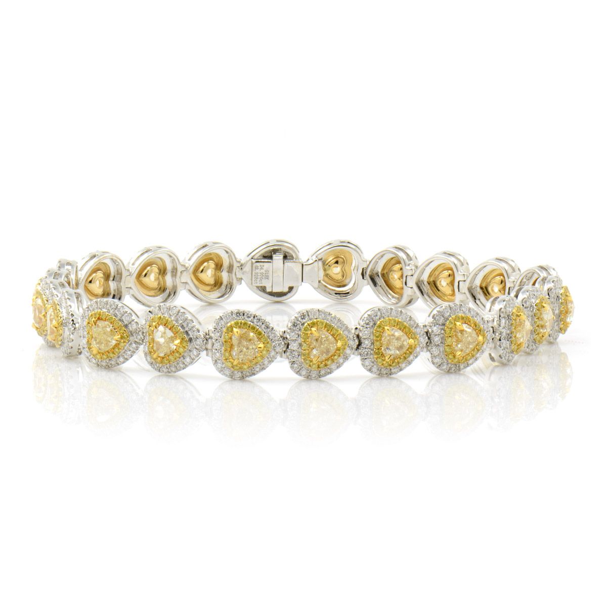 Fancy Light Yellow Diamond Bracelet, 7.08 Ct. TW, Heart shape