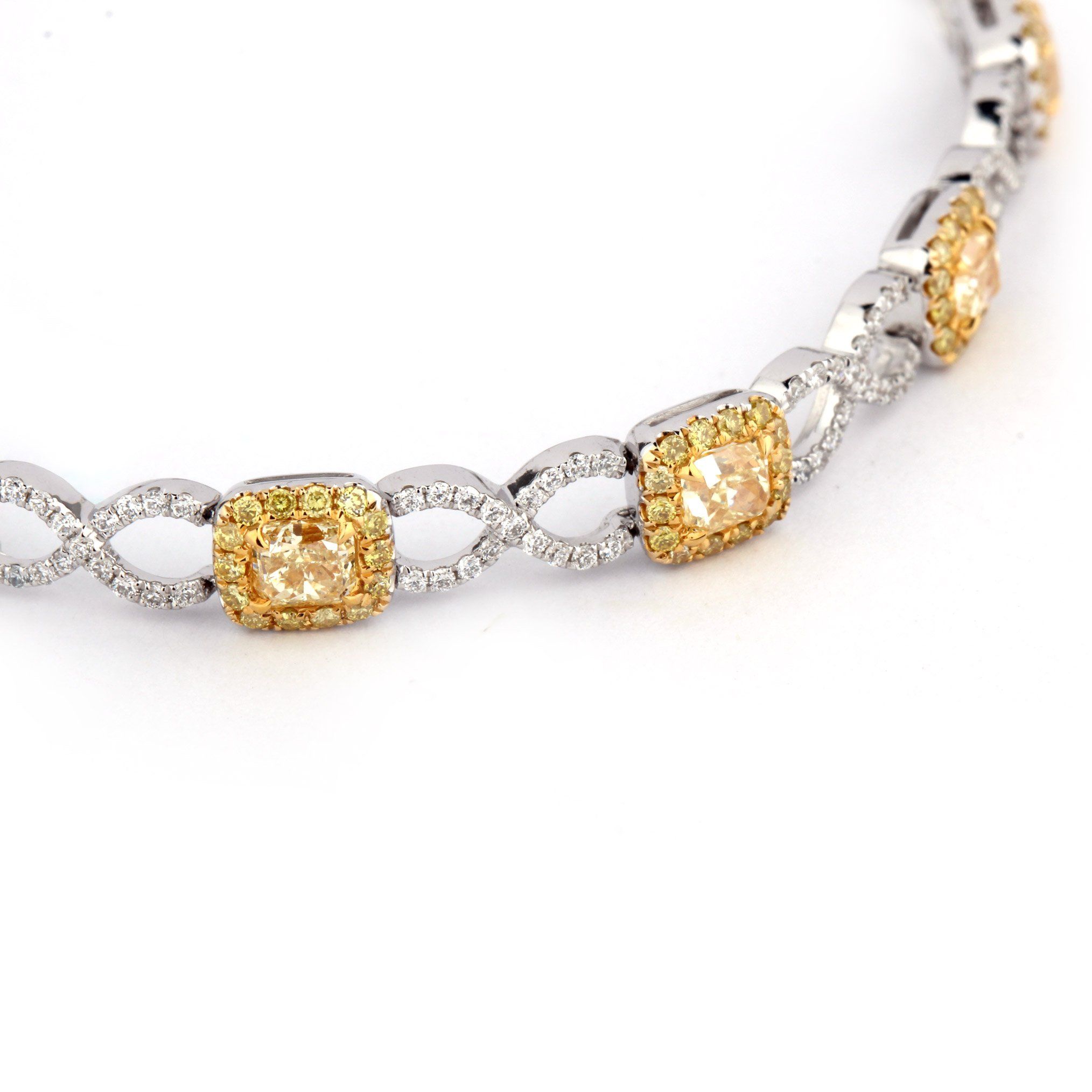 Fancy Yellow Diamond Bracelet, 3.29 Ct. (5.90 Ct. TW), Cushion shape, EG_Lab Certified, J6026102623