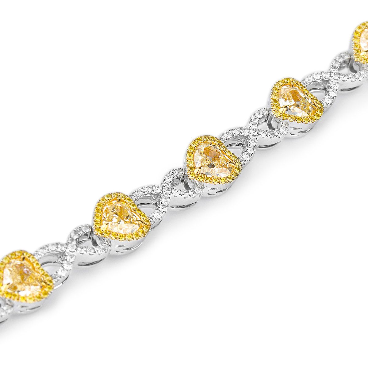 Fancy Yellow Diamond Bracelet, 9.73 Ct. TW, Heart shape