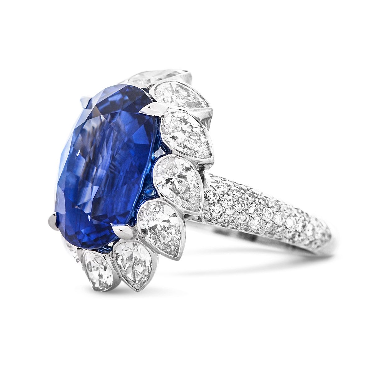 Natural Blue Sri-Lanka Sapphire Ring, 12.94 Ct. (16.64 Ct. TW), GRS Certified, GRS2013-030755T, Unheated