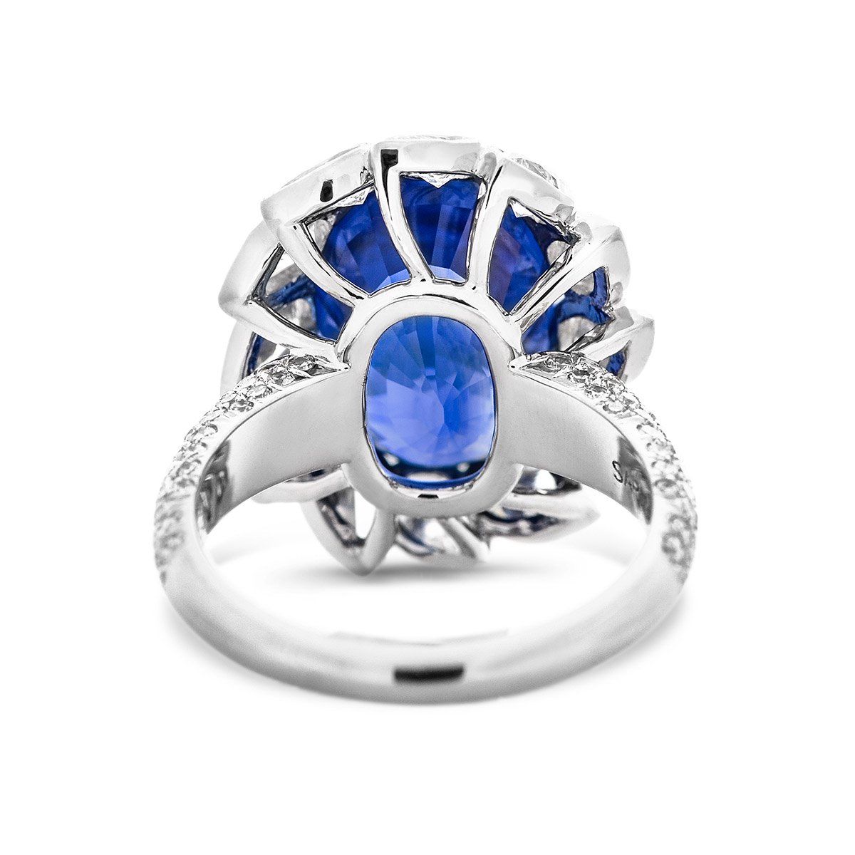 Natural Blue Sri-Lanka Sapphire Ring, 12.94 Ct. (16.64 Ct. TW), GRS Certified, GRS2013-030755T, Unheated