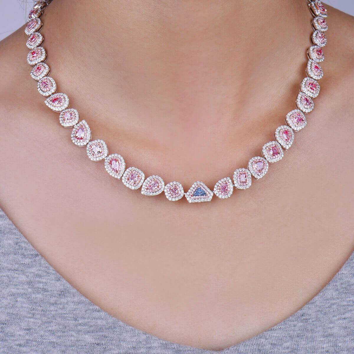 Fancy Light Purplish Pink Diamond Necklace, 10.48 Ct. (18.84 Ct. TW), Pear shape, GIA Certified, JCNF05388729