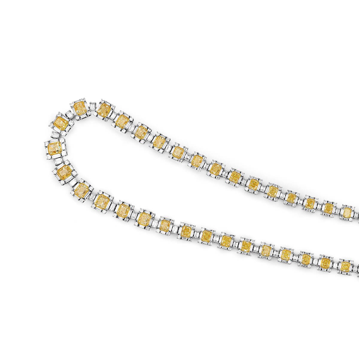 Fancy Yellow Diamond Necklace, 36.43 Ct. (57.36 Ct. TW), Radiant shape