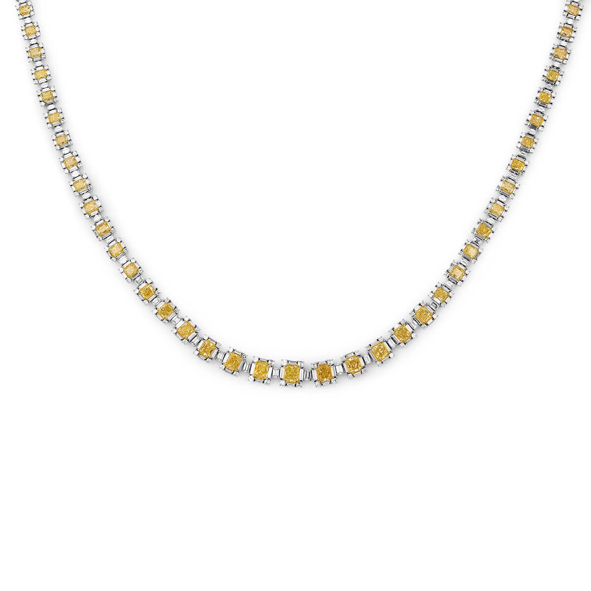 Fancy Yellow Diamond Necklace, 36.43 Ct. (57.36 Ct. TW), Radiant shape