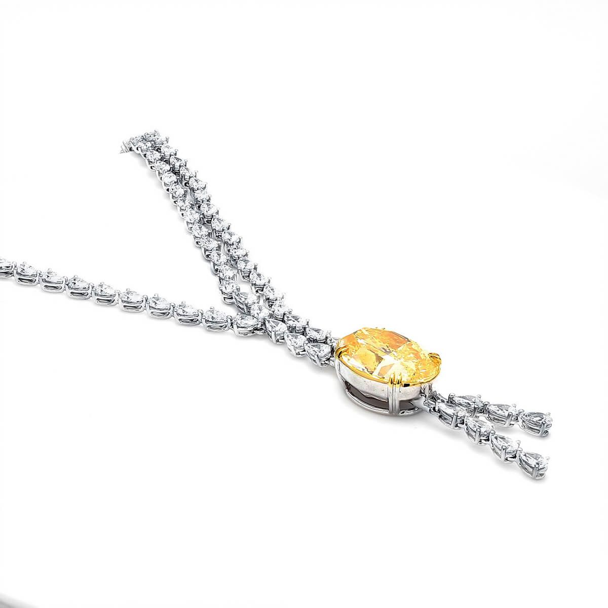 Light Yellow (Y-Z) Diamond Necklace, 13.02 Ct. (26.76 Ct. TW), Oval shape, GIA Certified, 6197482449