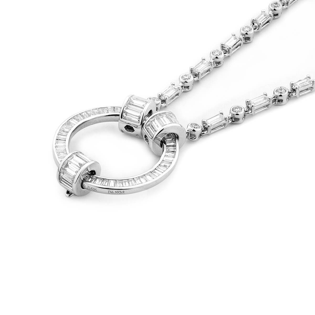  White Diamond Necklace, 6.59 Ct. TW, Baguette shape, EG_Lab Certified, J5826182436