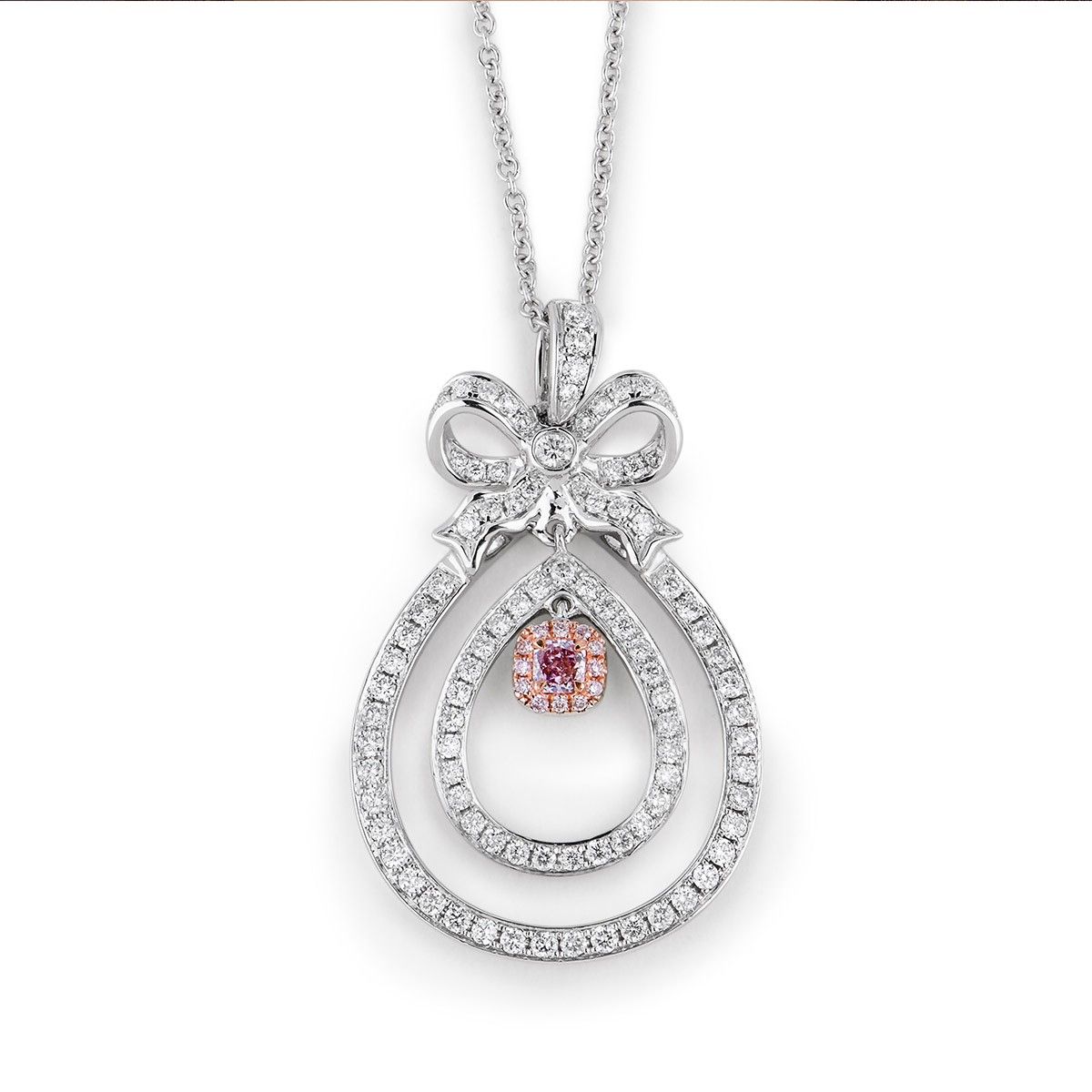 Fancy Pink Diamond Necklace, 0.12 Ct. (0.80 Ct. TW), Mix shape, EG_Lab Certified, J5826064031