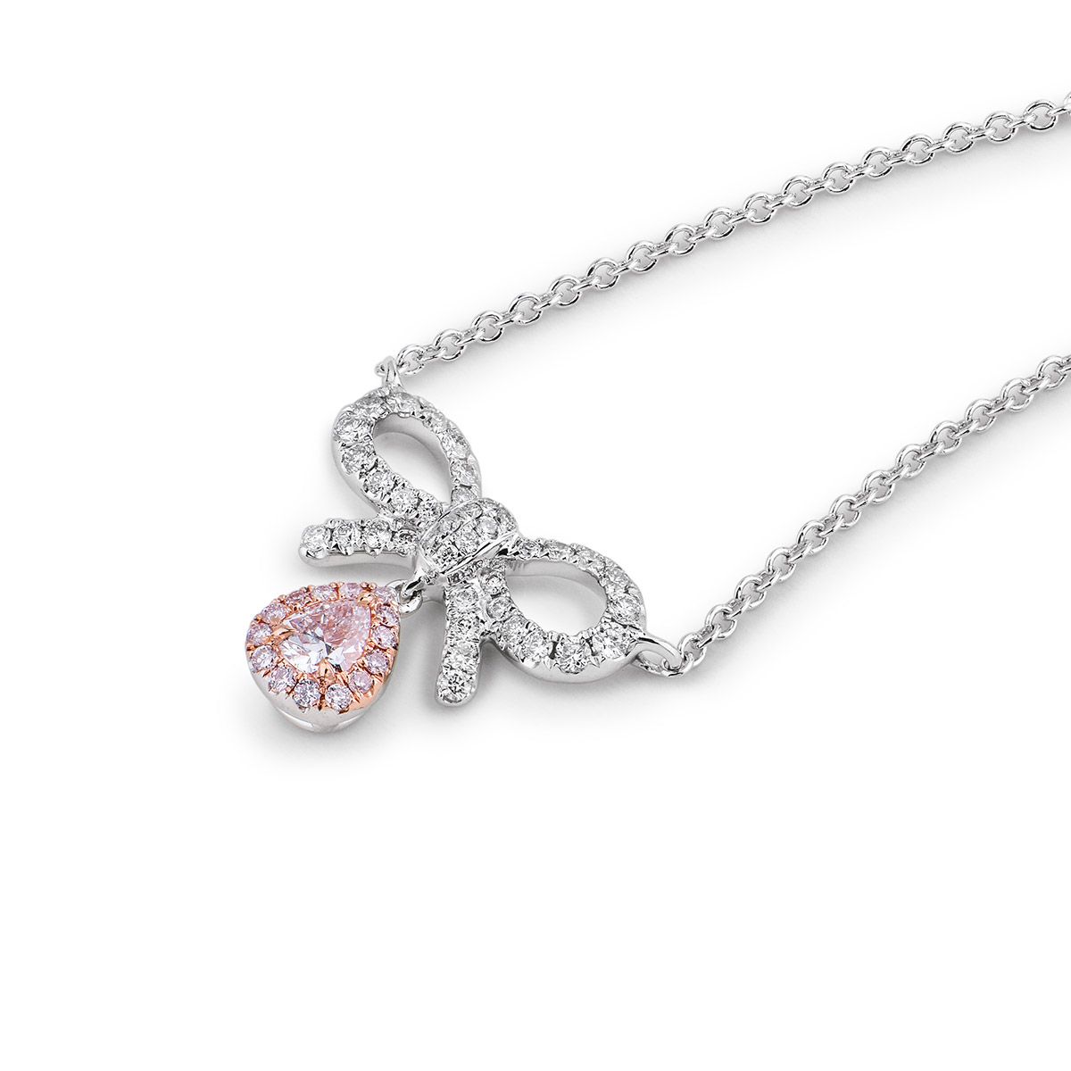 Fancy Pink Diamond Necklace, 0.12 Ct. (0.38 Ct. TW), Pear shape, EG_Lab Certified, J5826306030