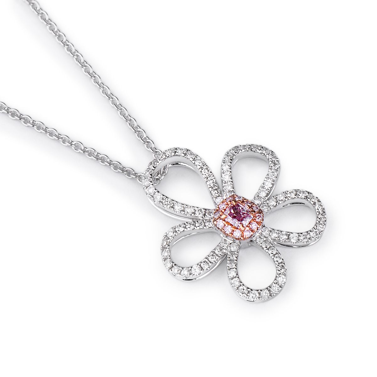 Fancy Brown Pink Diamond Necklace, 0.11 Ct. (0.56 Ct. TW), Radiant shape, EG_Lab Certified, J5826066538