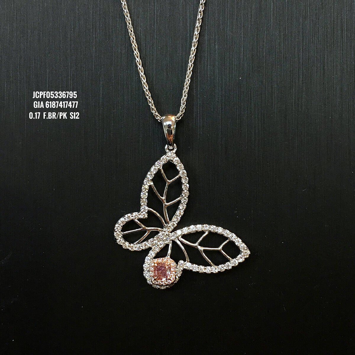 Fancy Brownish Pink Diamond Necklace, 0.17 Ct. (1.03 Ct. TW), Cushion shape, GIA Certified, 6187417477
