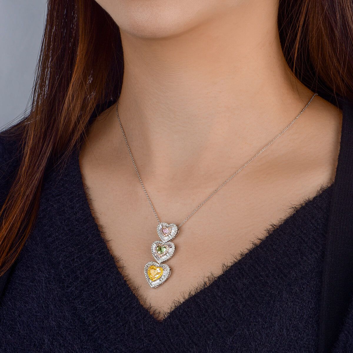 Fancy Light Yellow Diamond Necklace, 3.35 Ct. (5.74 Ct. TW), Heart shape, GIA Certified, JCPF05366547
