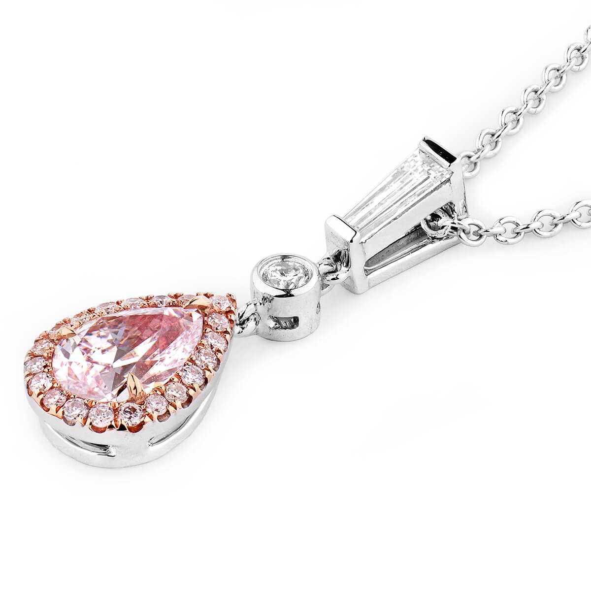 Very Light Pink Diamond Necklace, 0.70 Ct. TW, Pear shape, GIA Certified, 2195029005