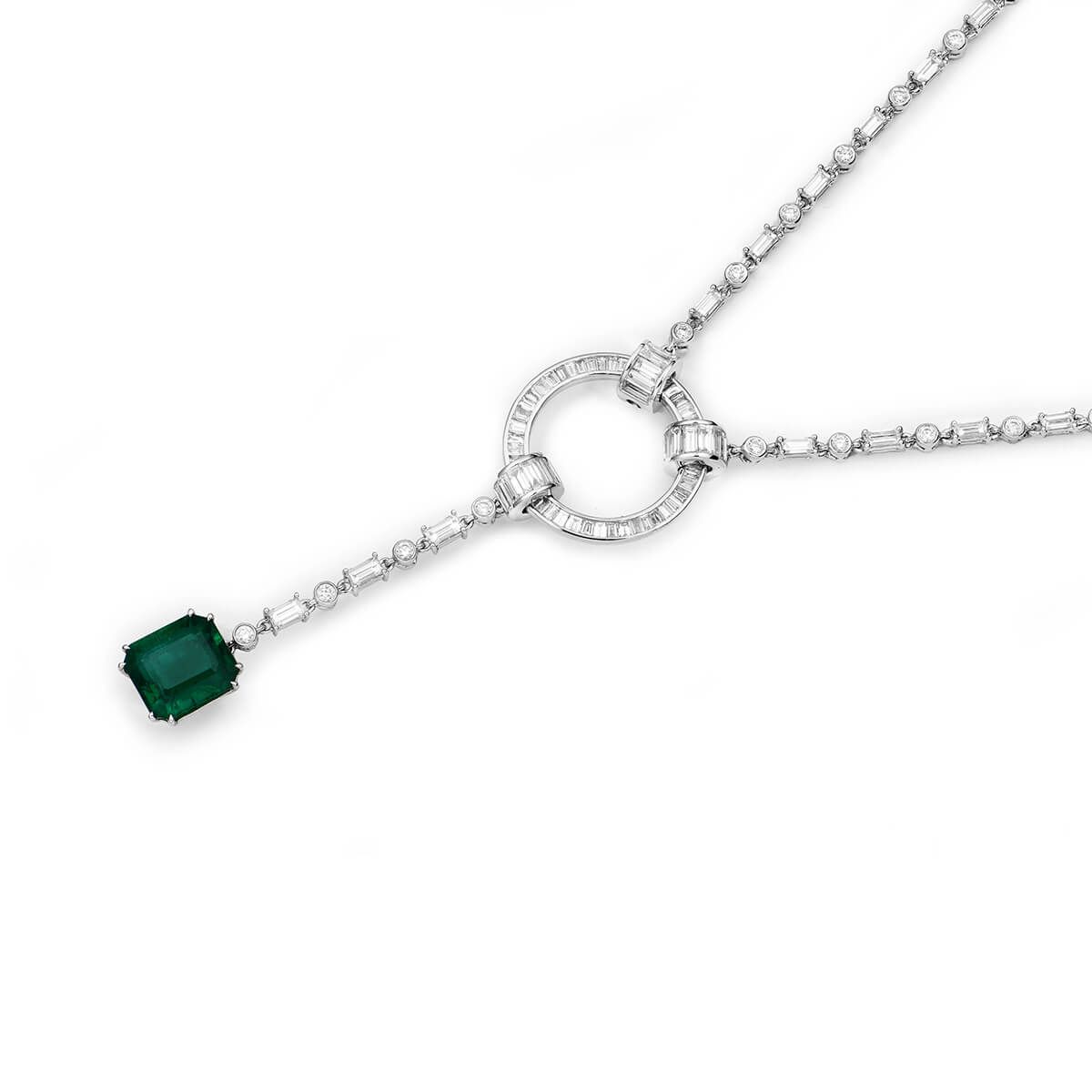 Natural Vivid Green Emerald Necklace, 8.52 Ct. TW, GRS Certified, GRS2018-078134, Unheated