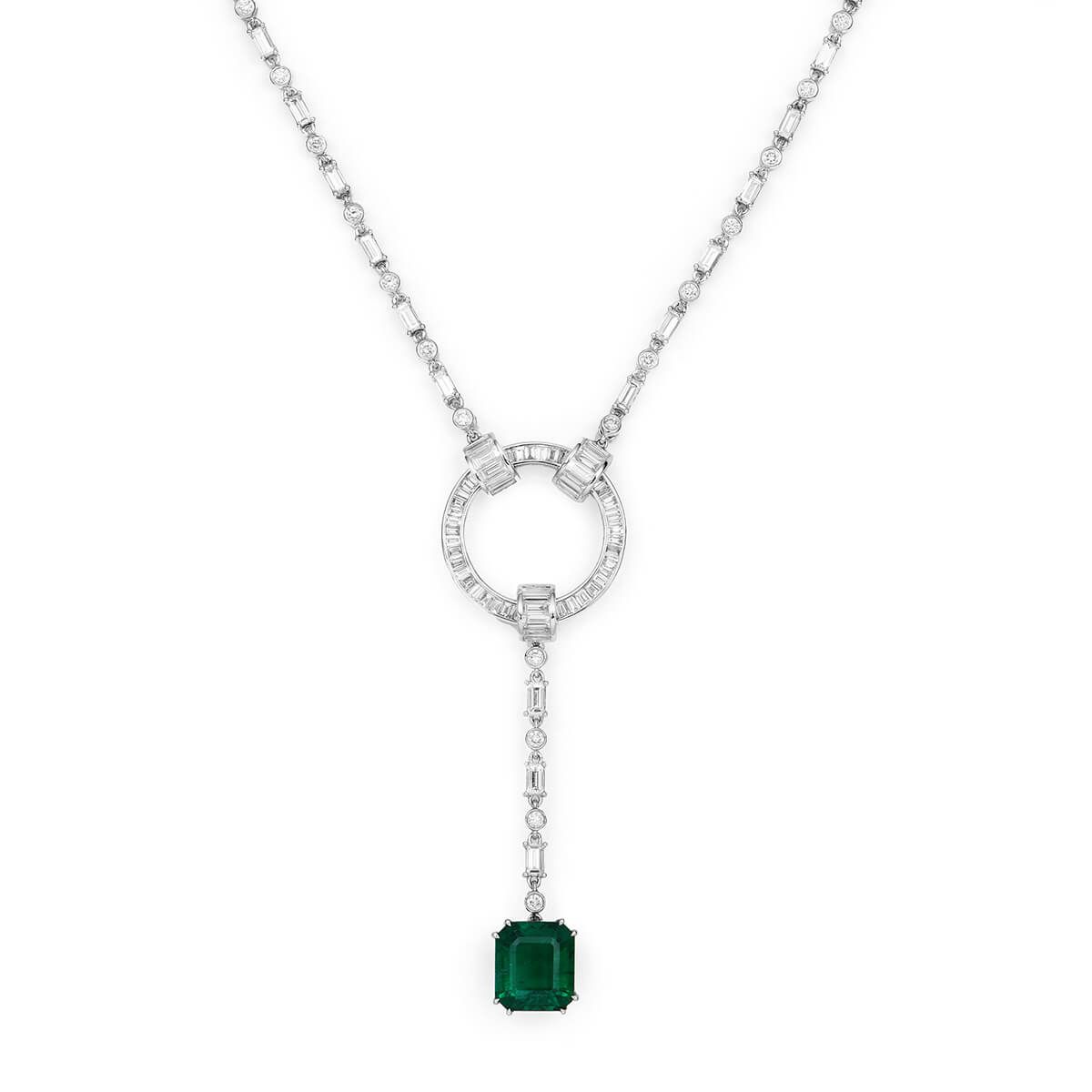 Natural Vivid Green Emerald Necklace, 8.52 Ct. TW, GRS Certified, GRS2018-078134, Unheated