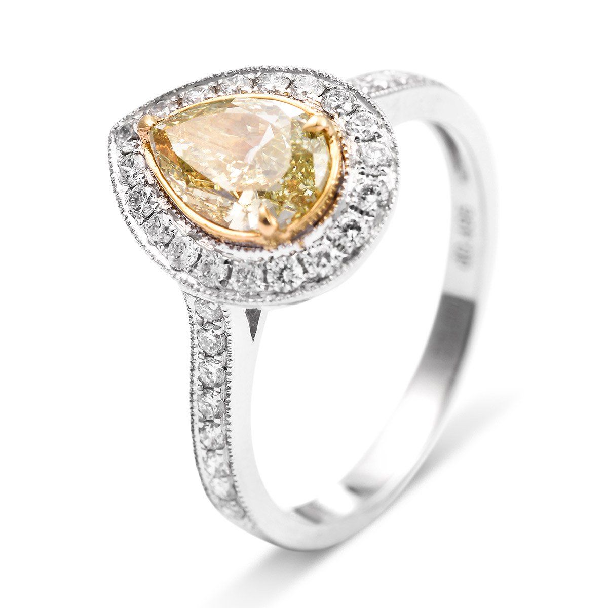 Fancy Greenish Yellow Diamond Ring, 1.50 Ct. TW, Pear shape, GIA Certified, 5151177925