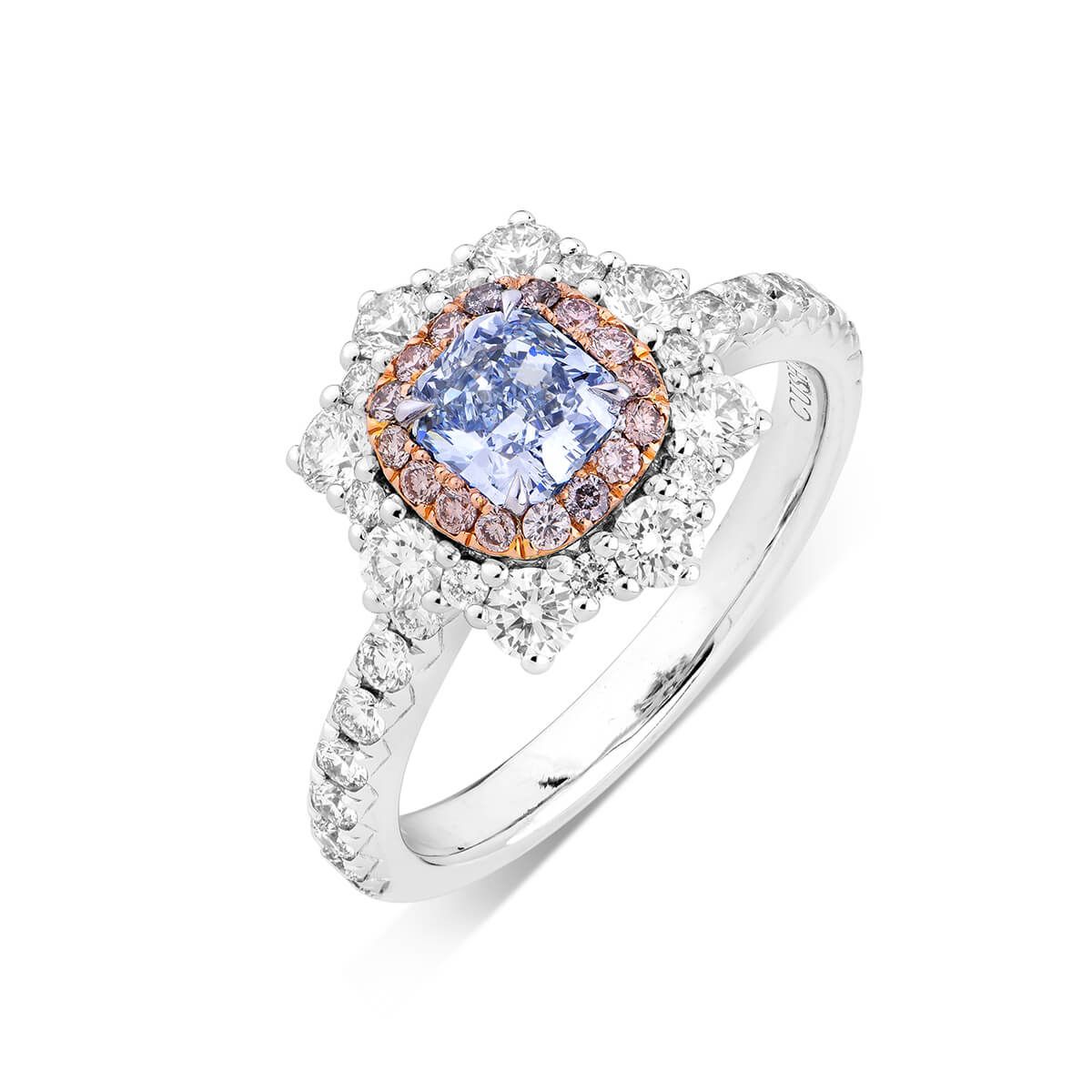 Fancy Blue Diamond Ring, 1.02 Carat, Radiant shape, GIA Certified, 2155836668