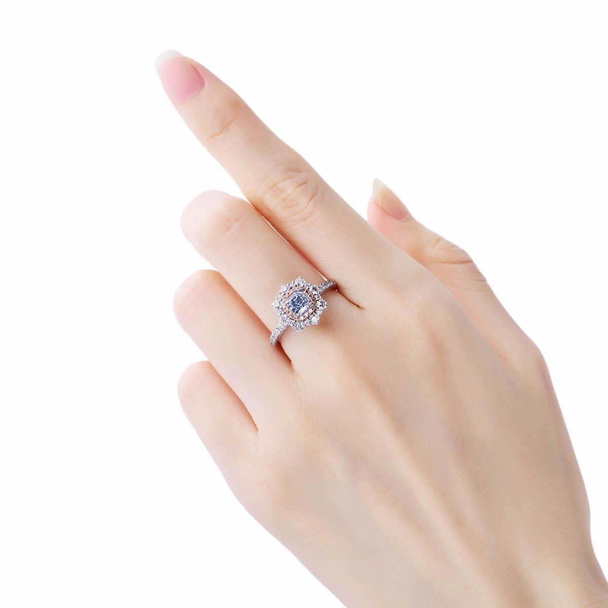 Fancy Blue Diamond Ring, 1.02 Carat, Radiant shape, GIA Certified, 2155836668