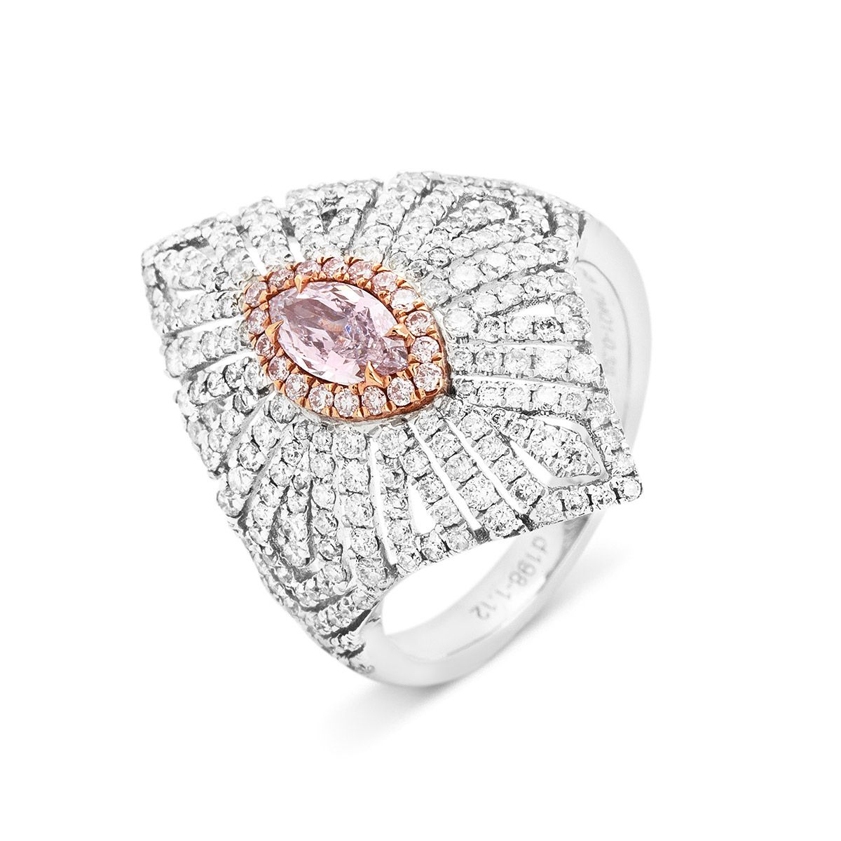 Fancy Light Purplish Pink Diamond Ring, 0.38 Ct. (1.61 Ct. TW), Marquise shape, GIA Certified, 2206661674
