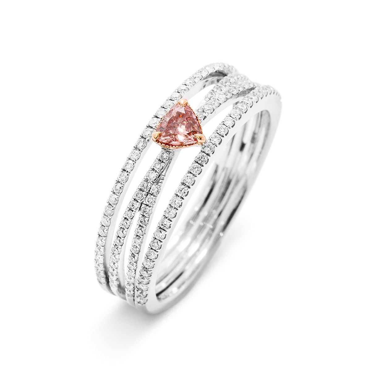 '' 褐色 粉色 钻石 戒指, 0.15 重量 (0.46 克拉 总重), 心型 形状