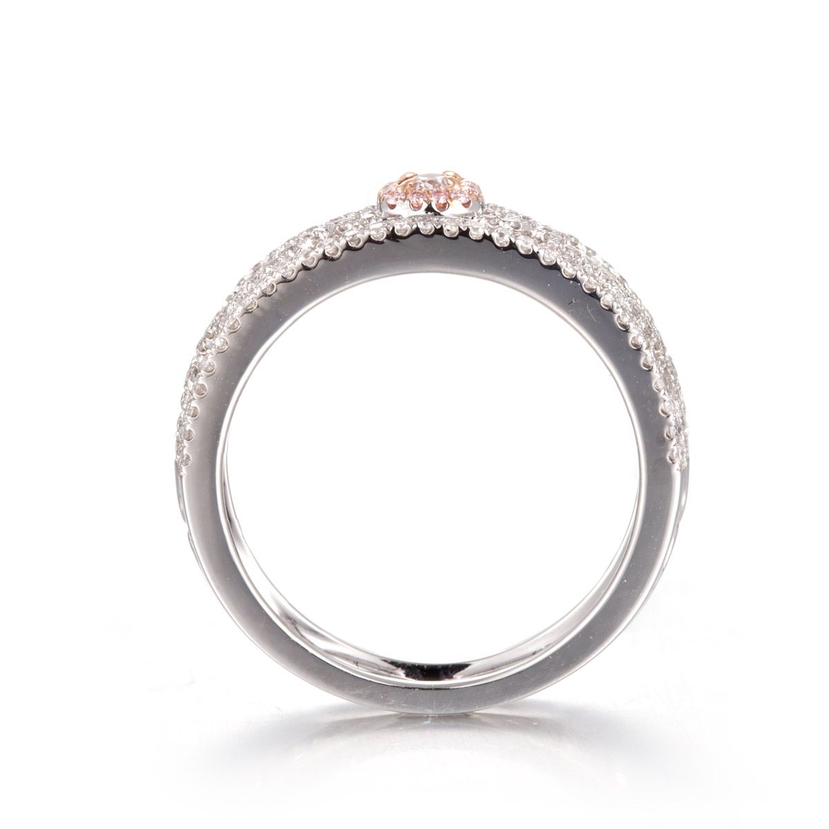 Fancy Pink Diamond Ring, 0.07 Ct. (0.48 Ct. TW), Cushion shape