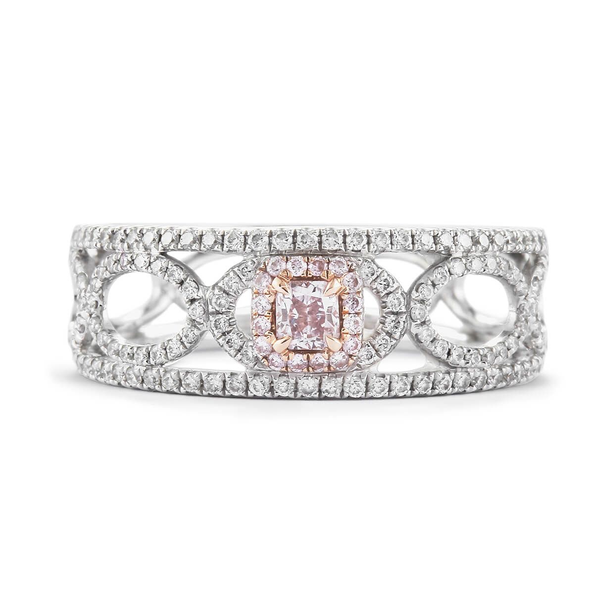 Fancy Pink Diamond Ring, 0.13 Ct. (0.51 Ct. TW), Cushion shape
