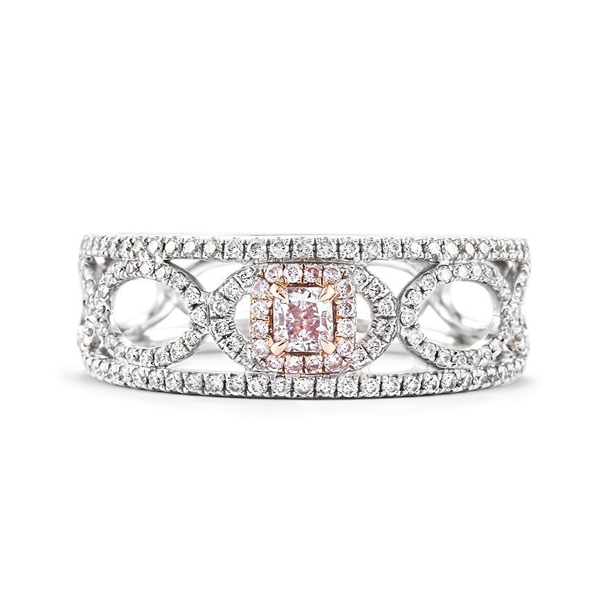 Fancy Pink Diamond Ring, 0.49 Ct. TW, Cushion shape, EG_Lab Certified, J520026