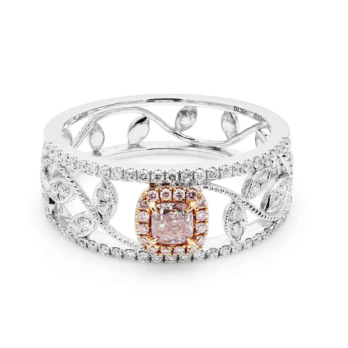 Fancy Pink Diamond Ring, 0.26 Ct. (0.63 Ct. TW), Cushion shape, EG_Lab Certified, j520029