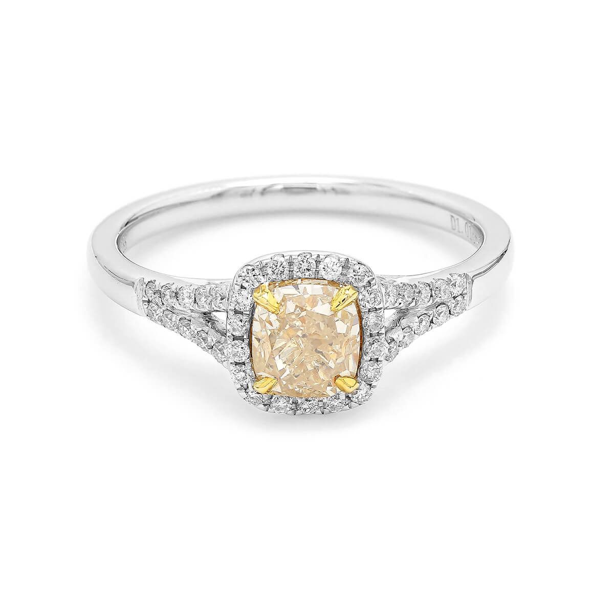 Fancy Light Yellow Diamond Ring, 1.01 Ct. (1.19 Ct. TW), Cushion shape, EG_Lab Certified, J520140