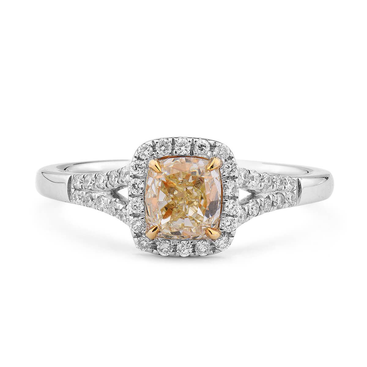 Fancy Light Yellow Diamond Ring, 1.19 Ct. TW, Cushion shape, EG_Lab Certified, J520142