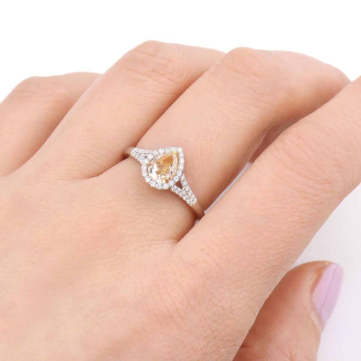 Fancy Light Yellow Diamond Ring, 1.18 Ct. TW, Pear shape, EG_Lab Certified, J520149