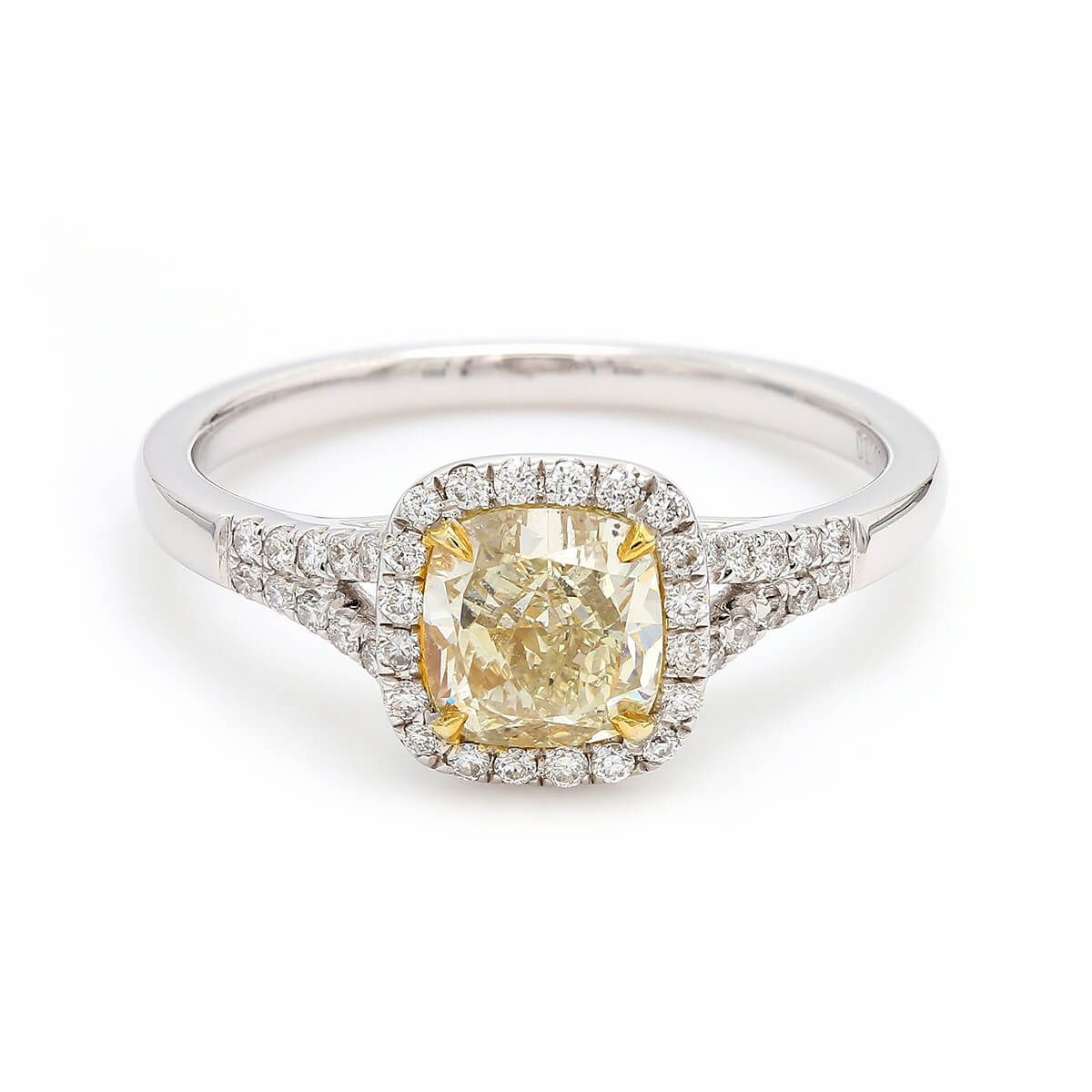 Light Yellow (W-X) Diamond Ring, 1.17 Ct. TW, Cushion shape