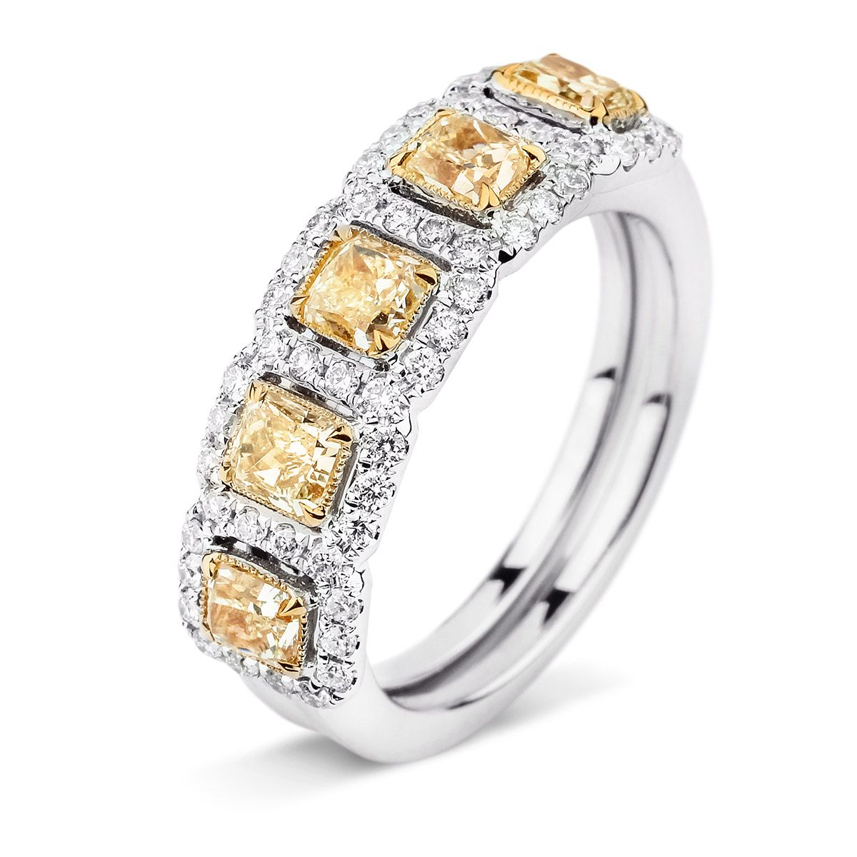 Fancy Intense Yellow Diamond Ring, 2.15 Ct. TW, Radiant shape