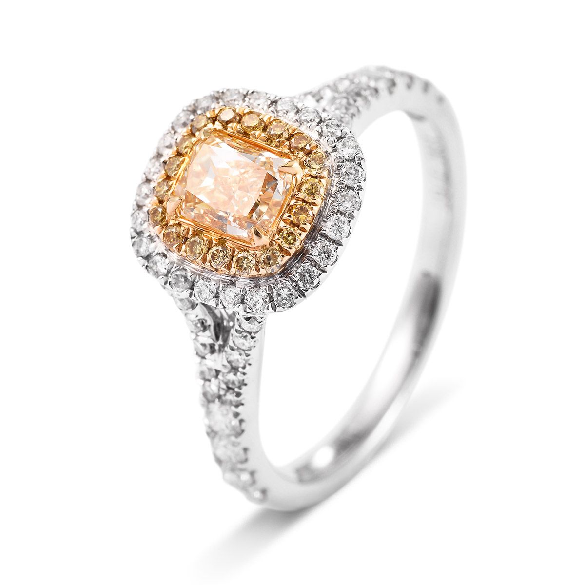 Fancy Yellow Diamond Ring, Cushion shape, EG-LAB Certified