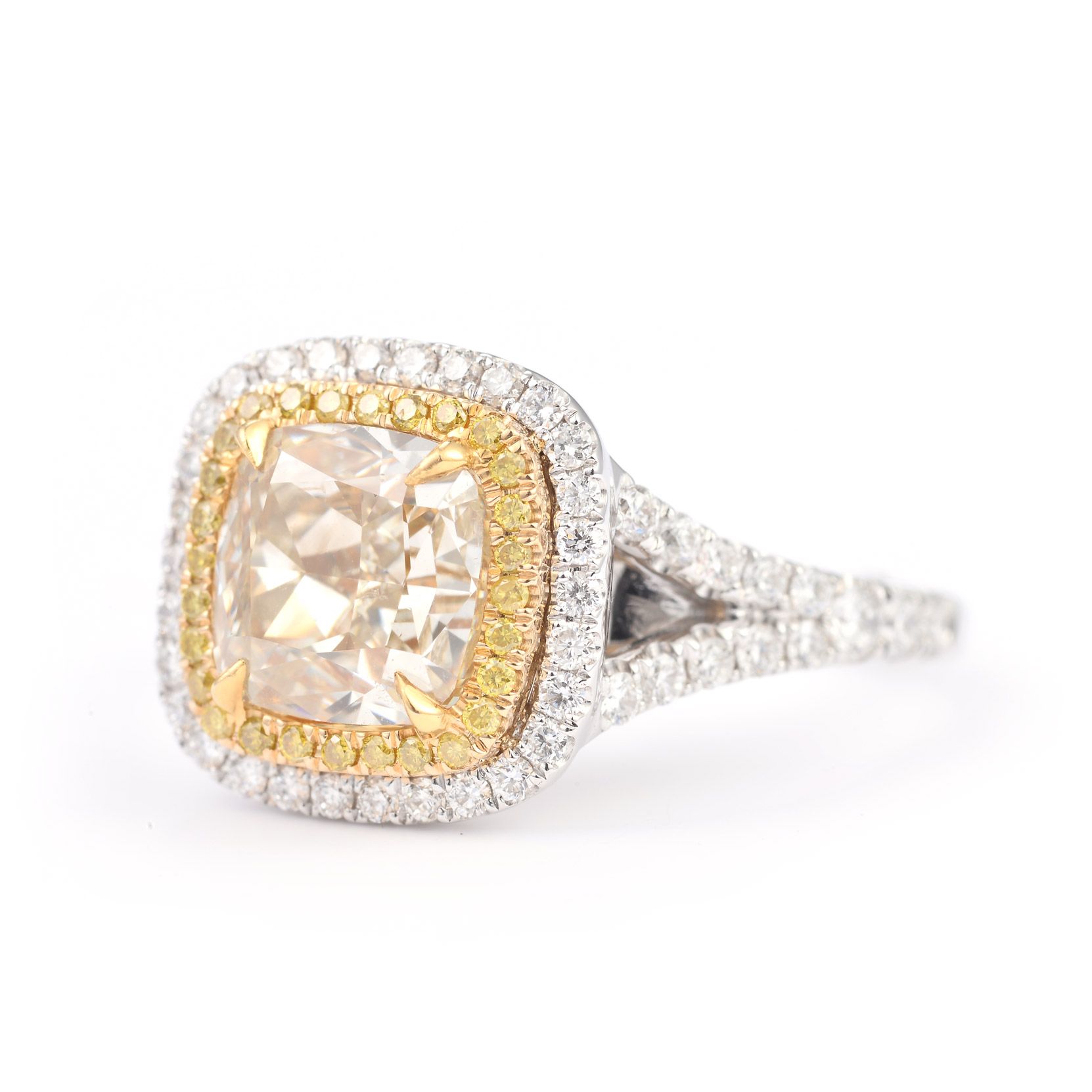 Fancy Yellow Diamond Ring, 0.54 Ct. (1.00 Ct. TW), Radiant shape, CGTC Certified, 10170723990