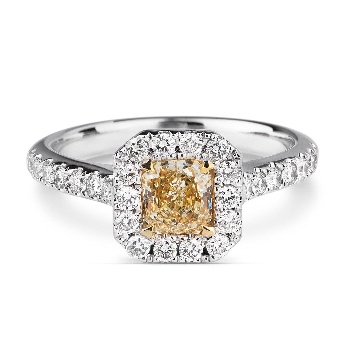 Fancy Light Yellow Diamond Ring, 0.51 Ct. (0.97 Ct. TW), Radiant shape, CGTC Certified, 10170723988