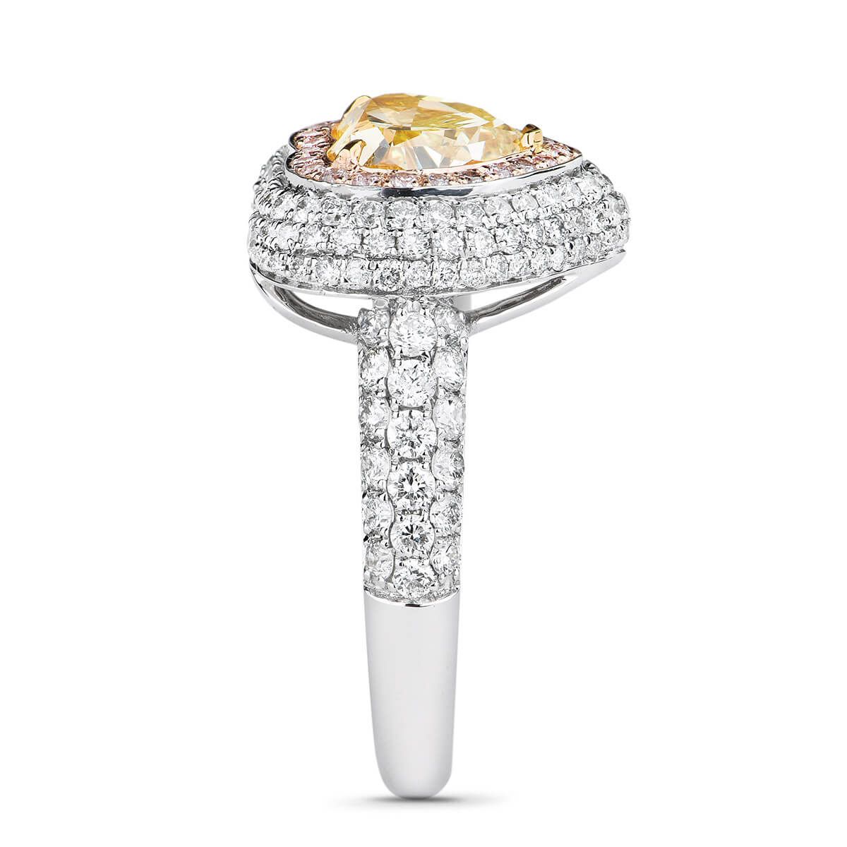 Fancy Yellow Diamond Ring, 1.53 Ct. (2.53 Ct. TW), Heart shape, GIA Certified, 5161261393