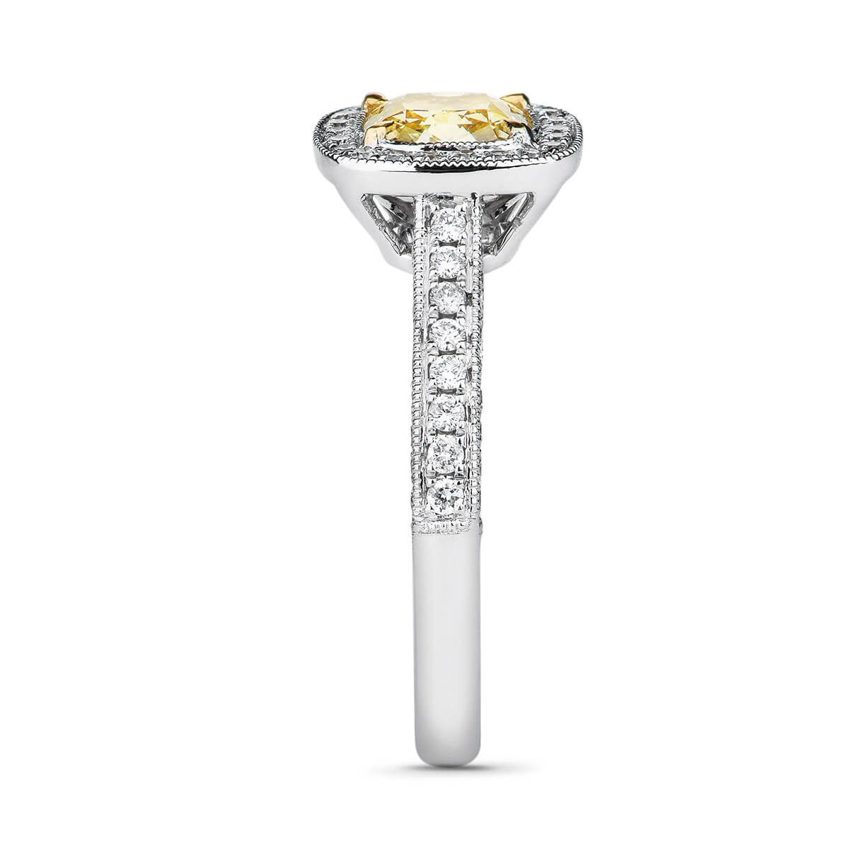 Fancy Yellow Diamond Ring, 1.61 Ct. TW, Cushion shape, GIA Certified, 6235202216