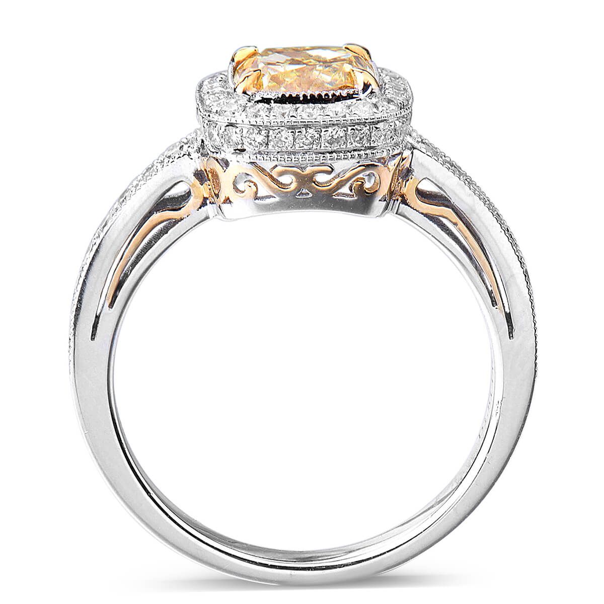 Fancy Intense Yellow Diamond Ring, 1.51 Ct. (1.93 Ct. TW), Cushion shape, GIA Certified, 5171240553