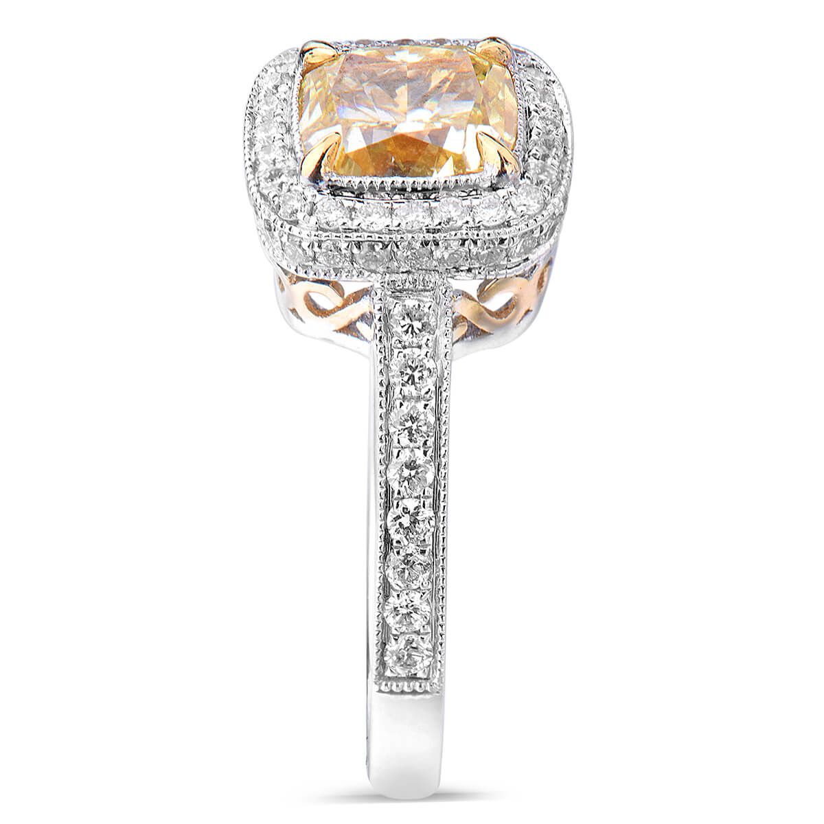 Fancy Intense Yellow Diamond Ring, 1.51 Ct. (1.93 Ct. TW), Cushion shape, GIA Certified, 5171240553