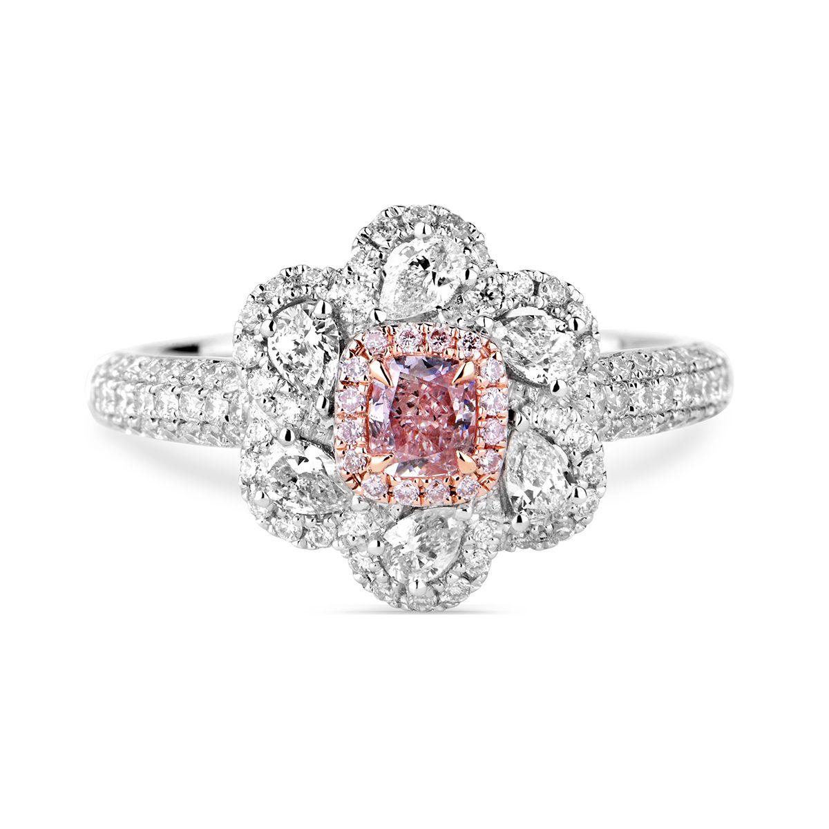Very Light Pink Diamond Ring, 0.21 Ct. (0.97 Ct. TW), Cushion shape, GIA Certified, 5181029392