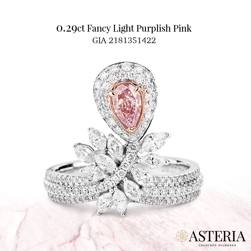 Fancy Light Purplish Pink Diamond Ring, 0.27 Ct. (1.17 Ct. TW), Pear shape, GIA Certified, 2181351422