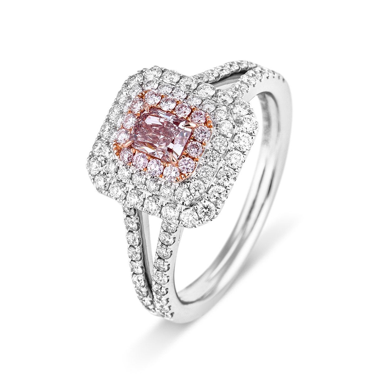 Fancy Brownish Pink Diamond Ring, 0.36 Ct. (1.09 Ct. TW), Radiant shape, GIA Certified, 2175694334