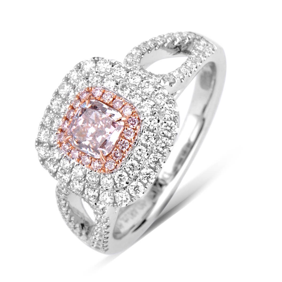 Fancy Brownish Pink Diamond Ring, 0.28 Ct. (0.85 Ct. TW), Cushion shape, GIA Certified, 6183417531