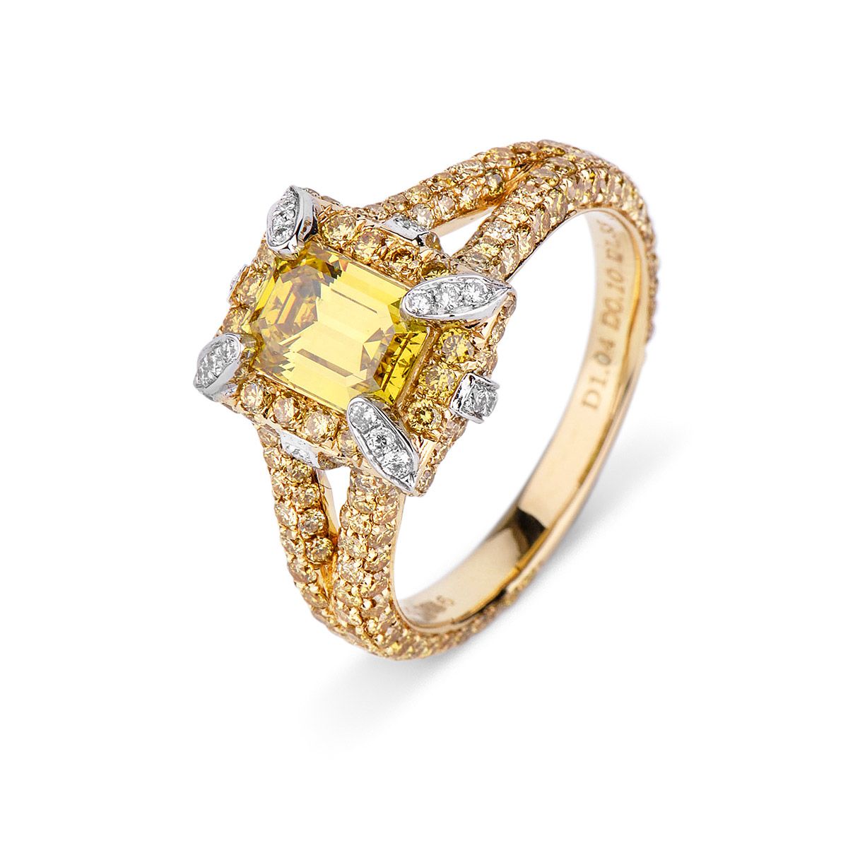 Fancy Vivid Yellow Diamond Ring, 1.43 Ct. TW, Cushion shape