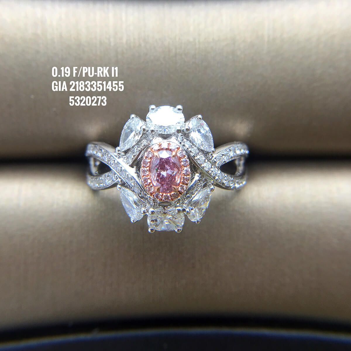 Fancy Purple Pink Diamond Ring, 0.19 Ct. (1.37 Ct. TW), Oval shape, GIA Certified, 2183351455