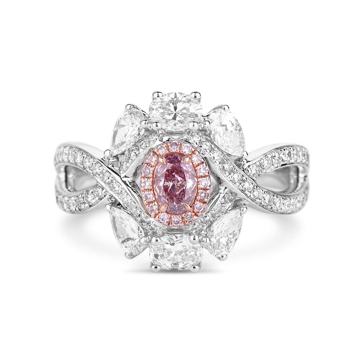 Fancy Purple Pink Diamond Ring, 0.19 Ct. (1.37 Ct. TW), Oval shape, GIA Certified, 2183351455