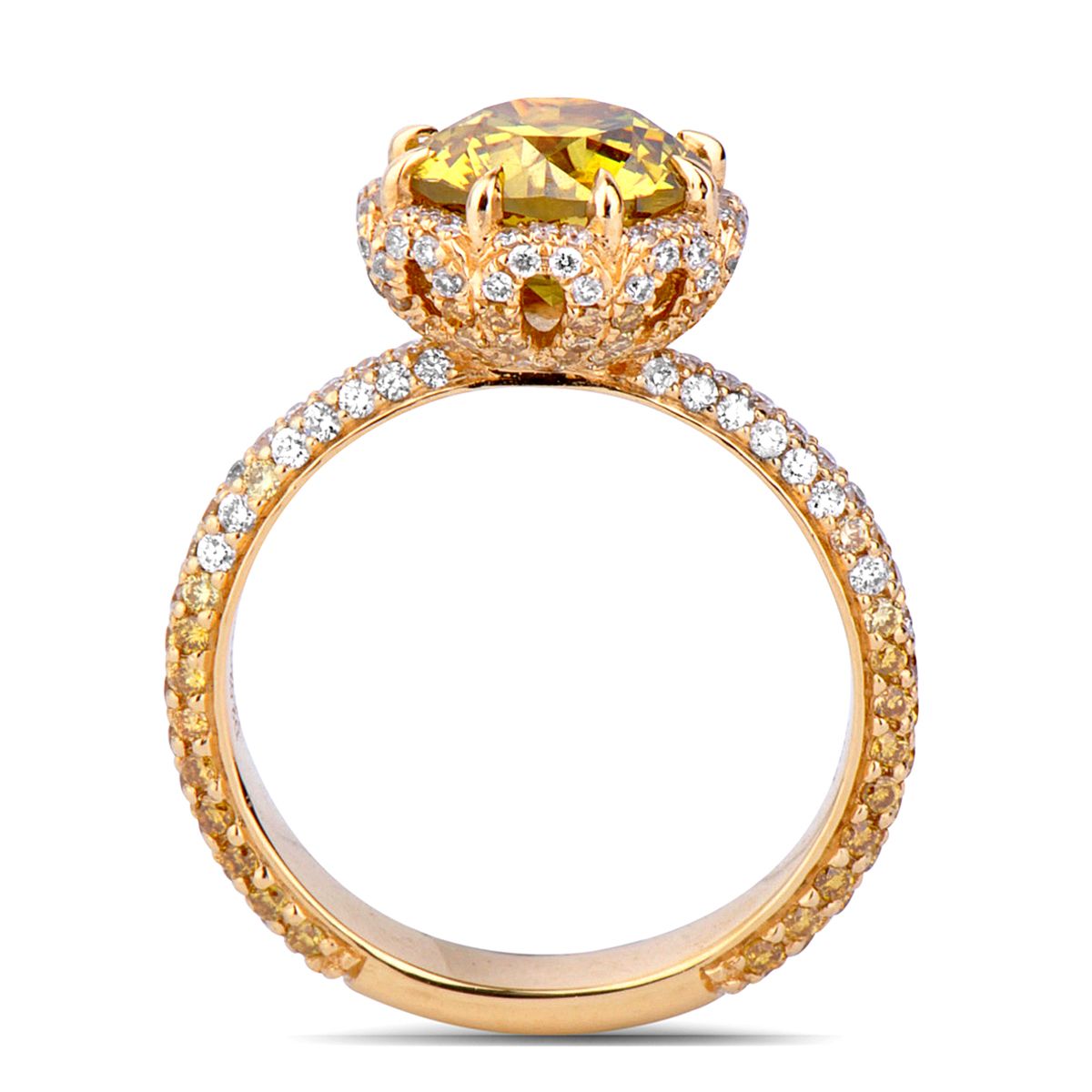 Fancy Deep Brownish Greenish Yellow Diamond Ring, 1.13 Carat, Round shape, GIA Certified, 2171905173