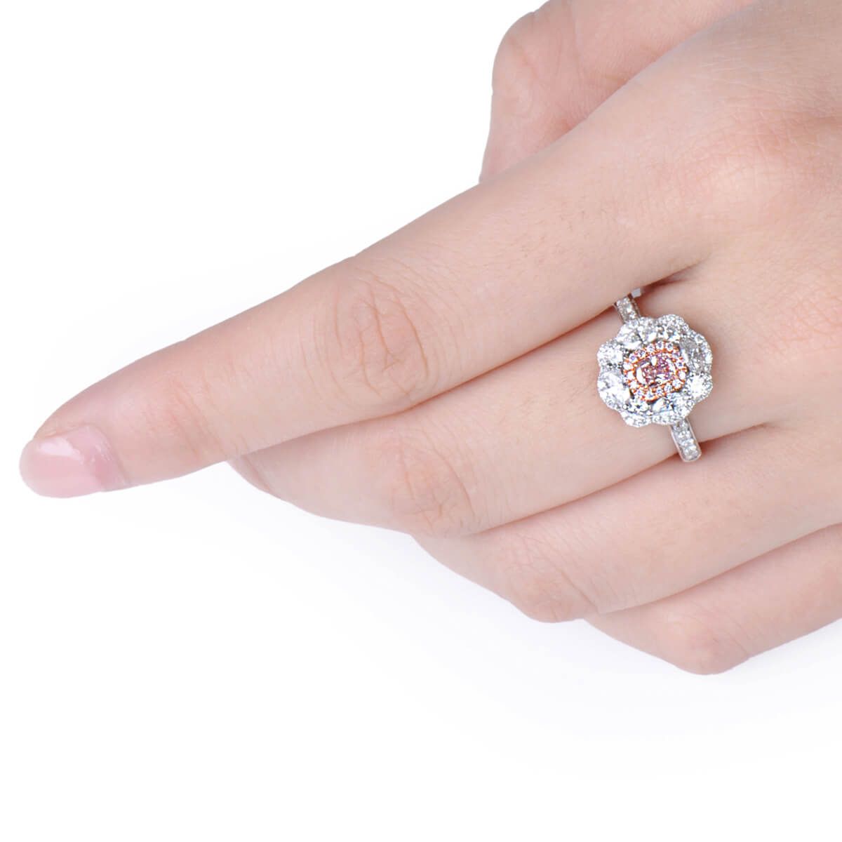 Fancy Brownish Pink Diamond Ring, 0.21 Ct. (1.00 Ct. TW), Cushion shape, GIA Certified, 2185341709
