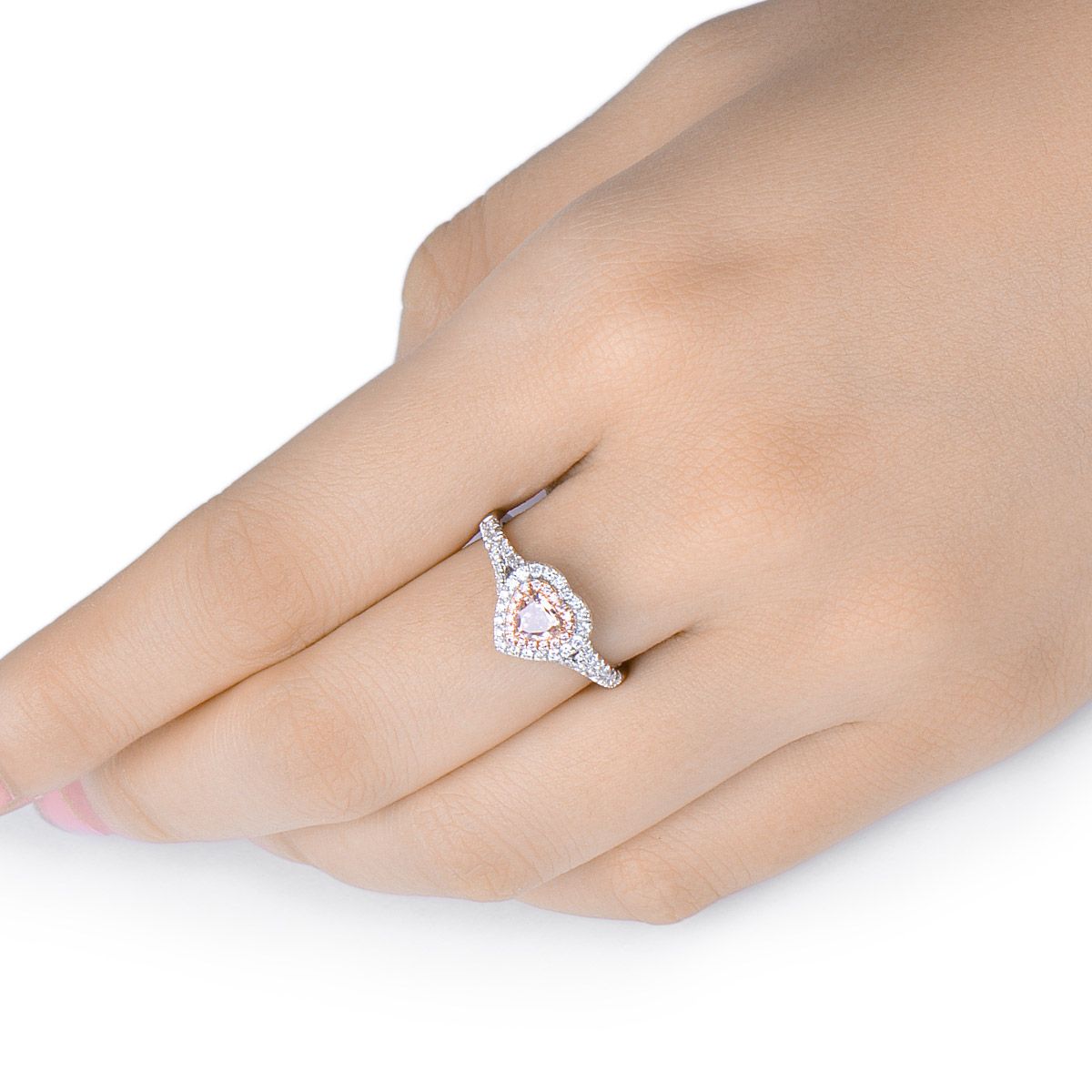 Fancy Brownish Pink Diamond Ring, 0.37 Ct. (0.76 Ct. TW), Heart shape, GIA Certified, 2175388920